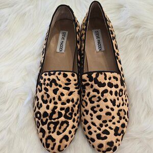 Steve Madden Smile Leopard Calf Hair Loafers - Women's Size 10